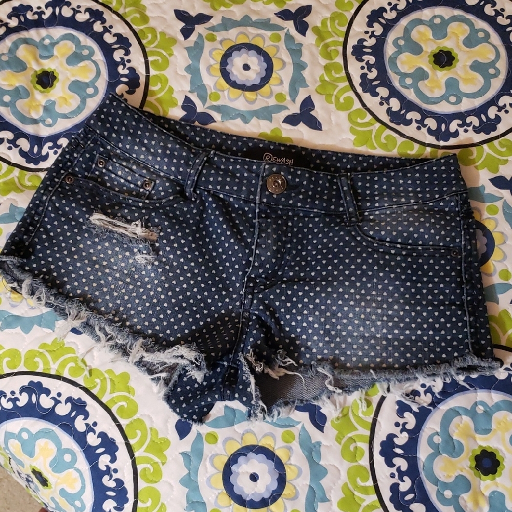 Rewash Dark Blue Jean Shorts with White Polka Dots Size 7